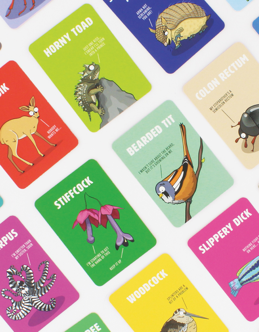 Curated Don't Be A Dik Dik card game featuring colorful illustrated cards for fun social play.