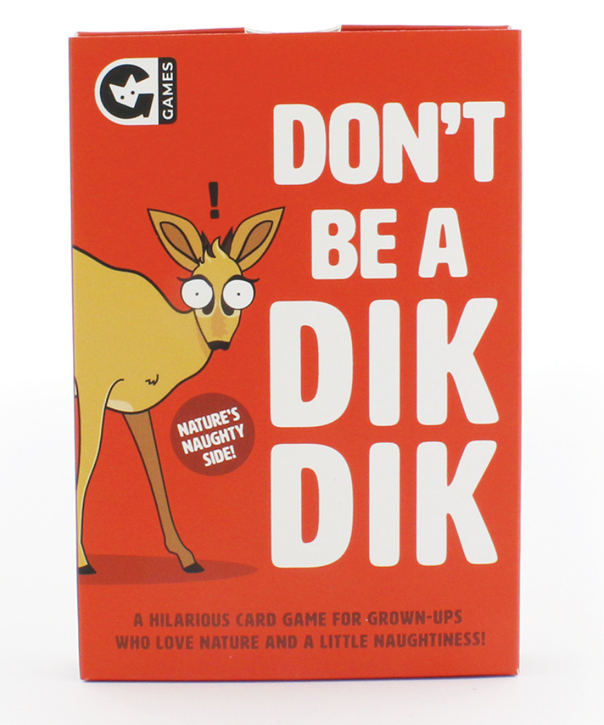 Curated Don't Be A Dik Dik card game featuring colorful illustrated cards, perfect for fun social game nights.