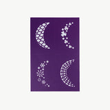 Reusable purple adhesive face paint stencil from Oh Flossy with intricate designs for creative face art applications.