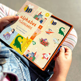 Lauren Sissons Studio A-Z illustrated alphabet flashcards showing colorful letters and playful illustrations for early learning.