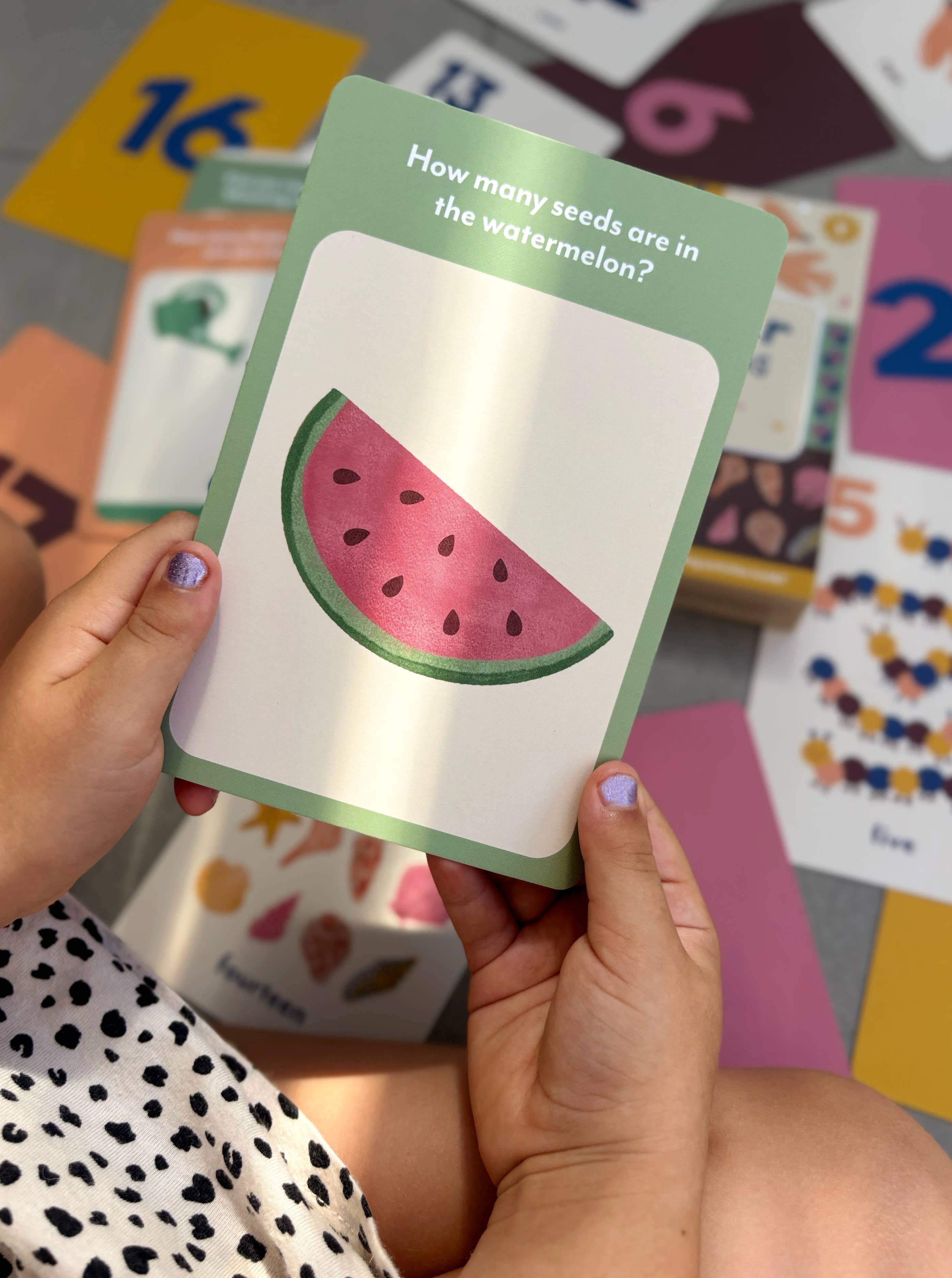 Illustrated number flashcards from Lauren Sissons Studio featuring colorful, child-friendly designs for early learning.