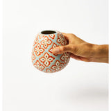 Jones & Co blue paisley pollen vase with intricate floral patterns and a glossy finish, perfect for decorative display.