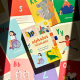 Lauren Sissons Studio A-Z illustrated alphabet flashcards featuring colorful, detailed letter designs on white background.