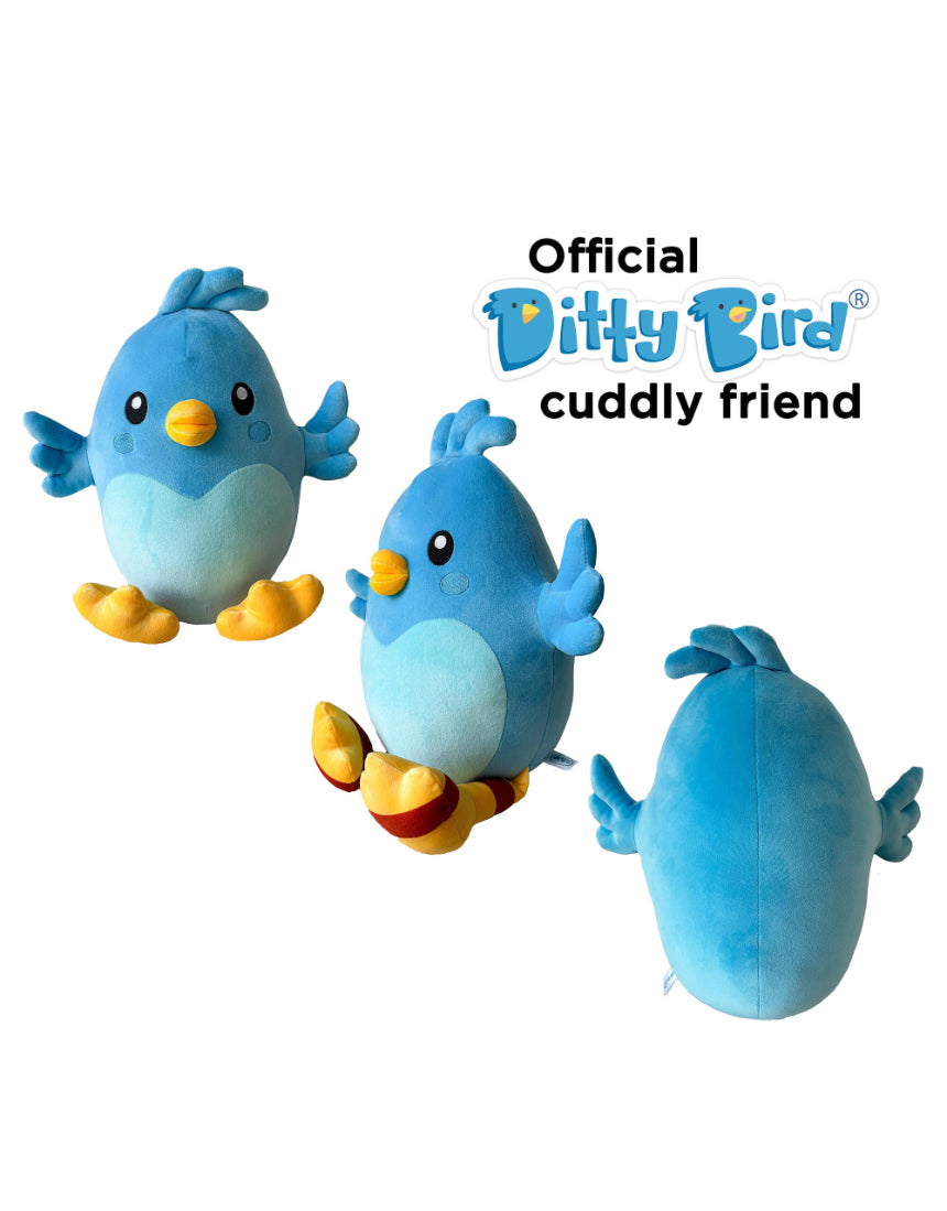 Soft plush toy from isAlbi, Ditty Bird 30cm, featuring colorful fabric and a cute bird design ideal for children.
