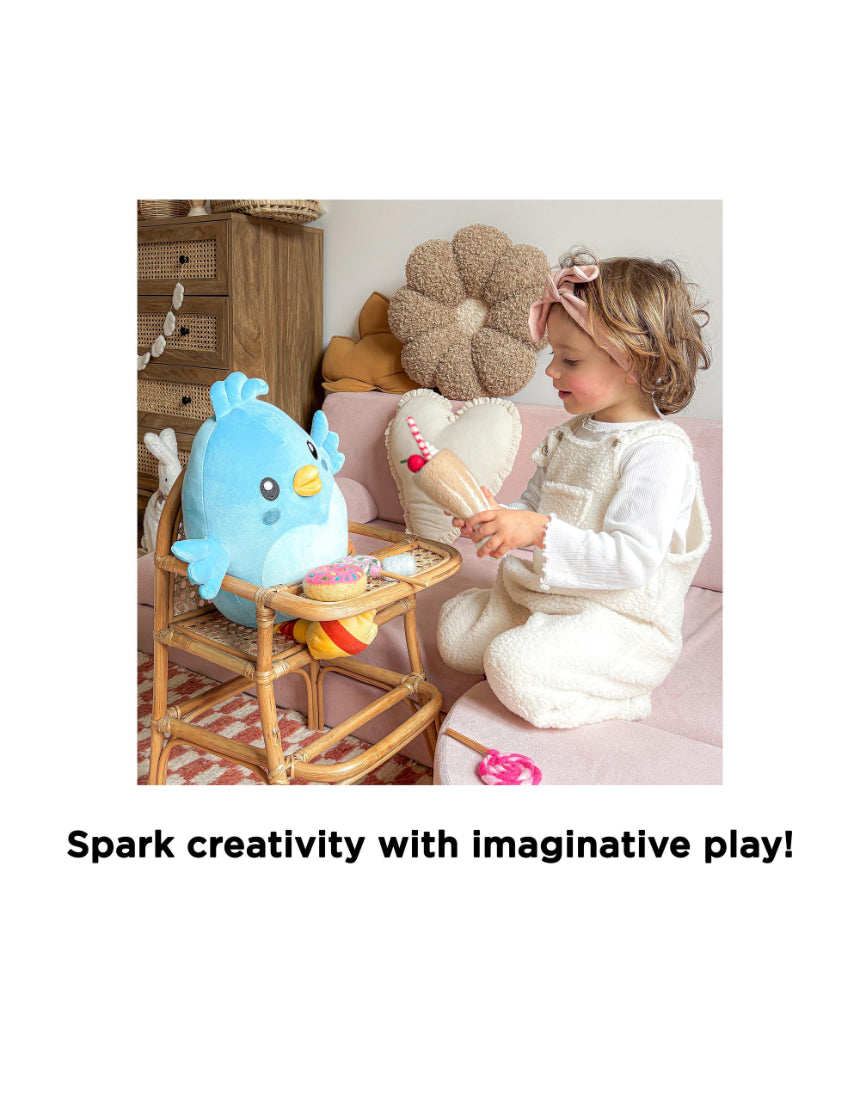 Soft plush toy from isAlbi, Ditty Bird 30cm, featuring colorful fabric and a friendly bird design for children.
