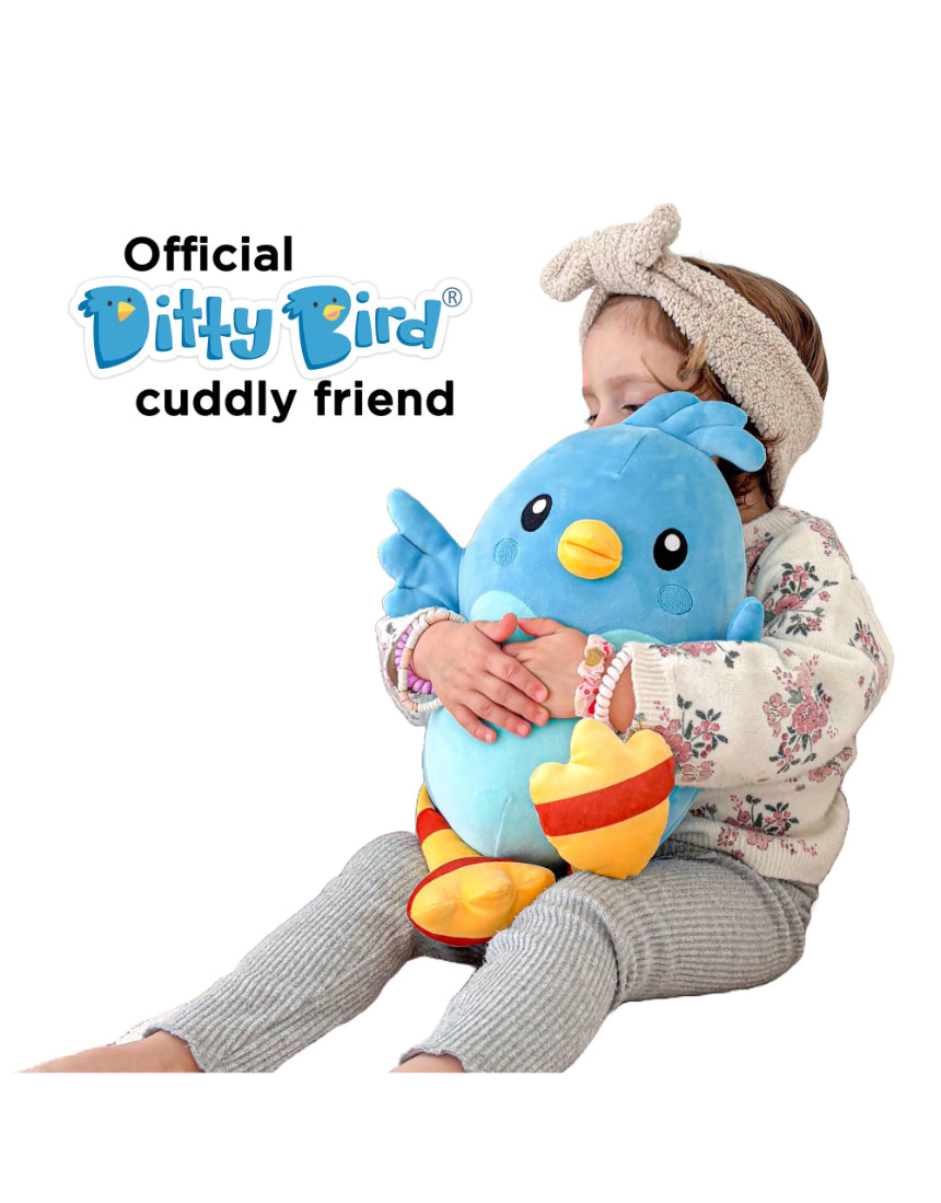 Soft plush toy from isAlbi, Ditty Bird 30cm, featuring colorful fabric and a cute bird design, perfect for cuddling.