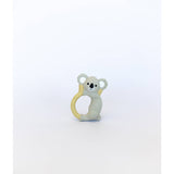 Winnie Parkes Banks the Koala teething ring with soft silicone ears and a wooden ring suitable for soothing babies.
