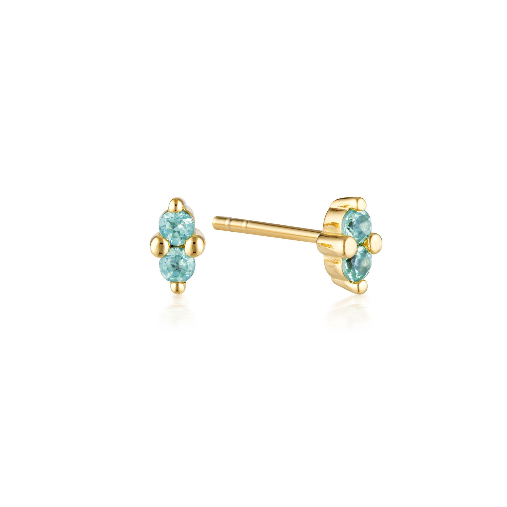 Linda Tahija December birthstone stud earrings featuring blue topaz gemstones set in gold.