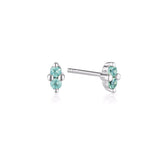 Linda Tahija December birthstone stud earrings featuring blue topaz set in silver, elegant jewelry for special occasions.