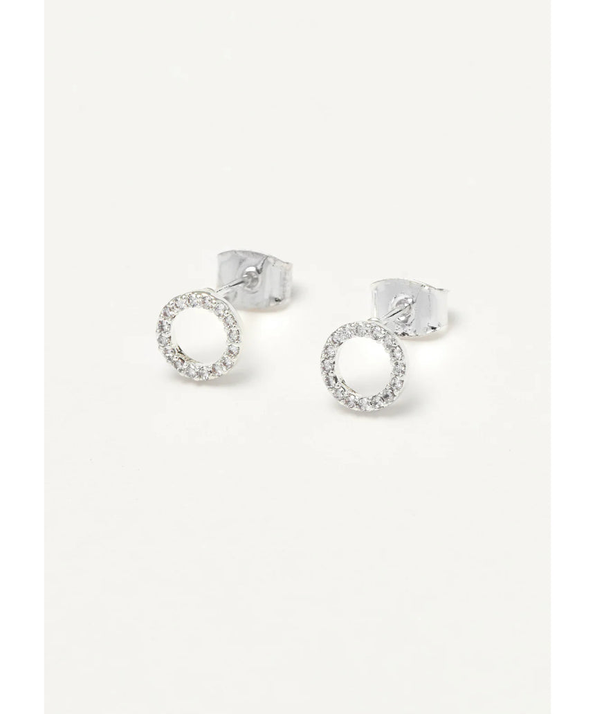 Estella Bartlett CZ circle earrings featuring sparkling cubic zirconia stones and silver-tone metal.