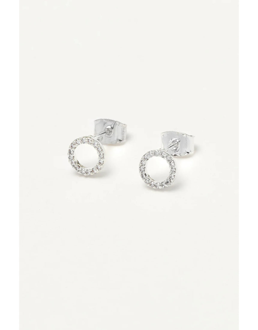 Estella Bartlett CZ circle earrings featuring sparkling cubic zirconia stones and silver-tone metal.