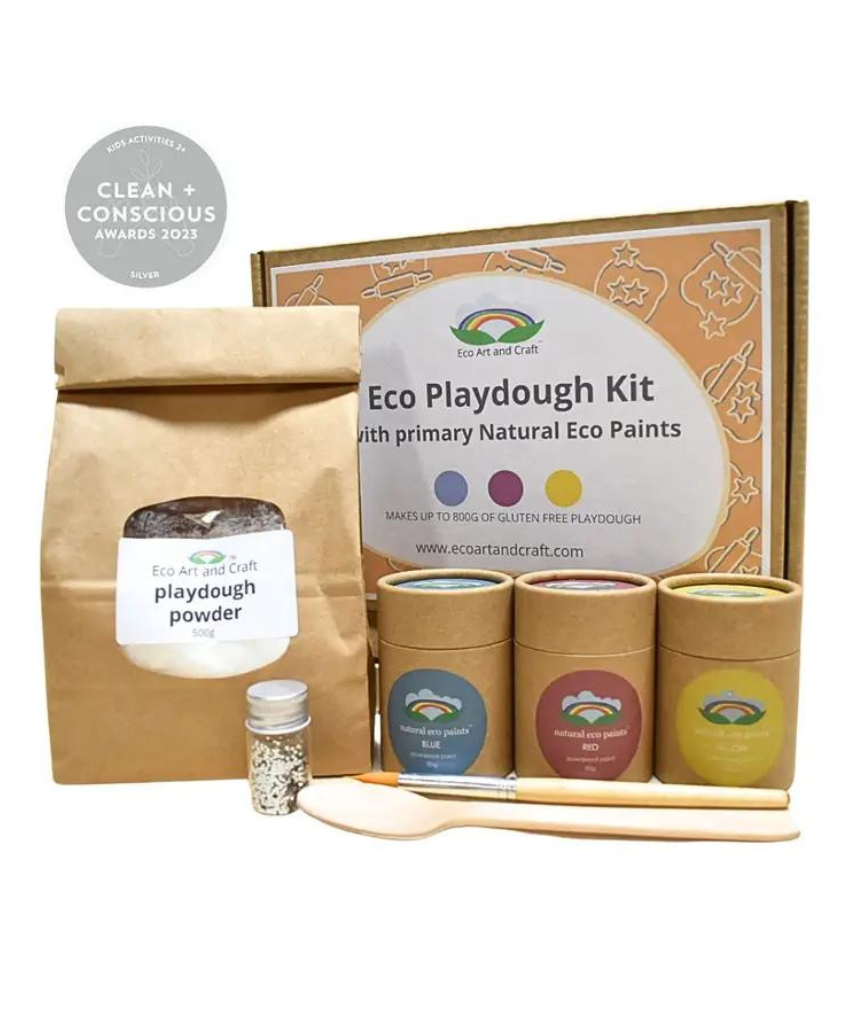 Eco Art and Craft Eco Playdough Kit for kids, includes colorful, natural playdough for creative art and craft activities.