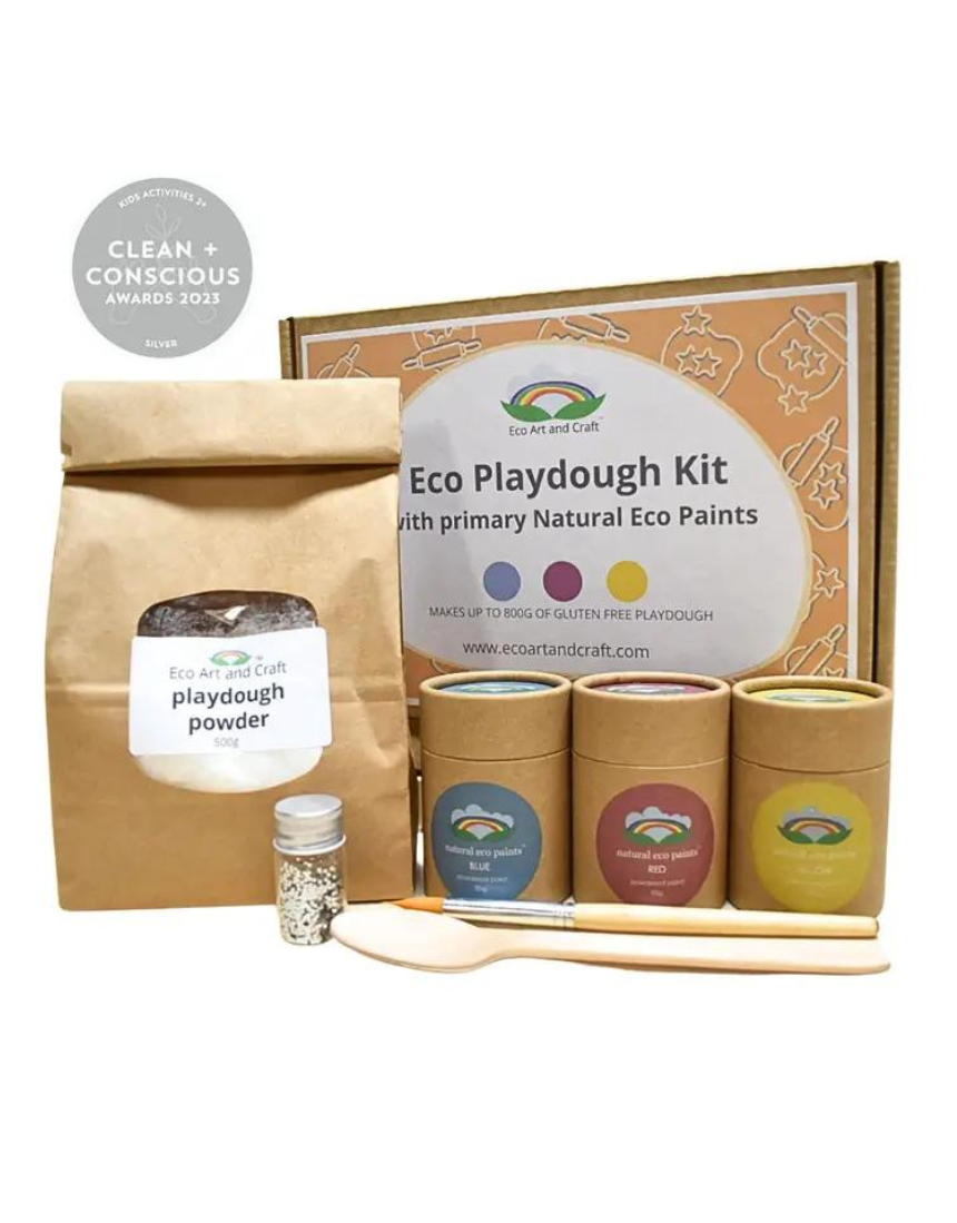 Eco Art and Craft Eco Playdough Kit for kids, includes colorful, natural playdough for creative art and craft activities.