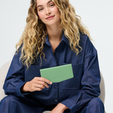 Fox & Leo The Swallet in sage, a stylish leather wallet with a textured finish and compact design for everyday use.
