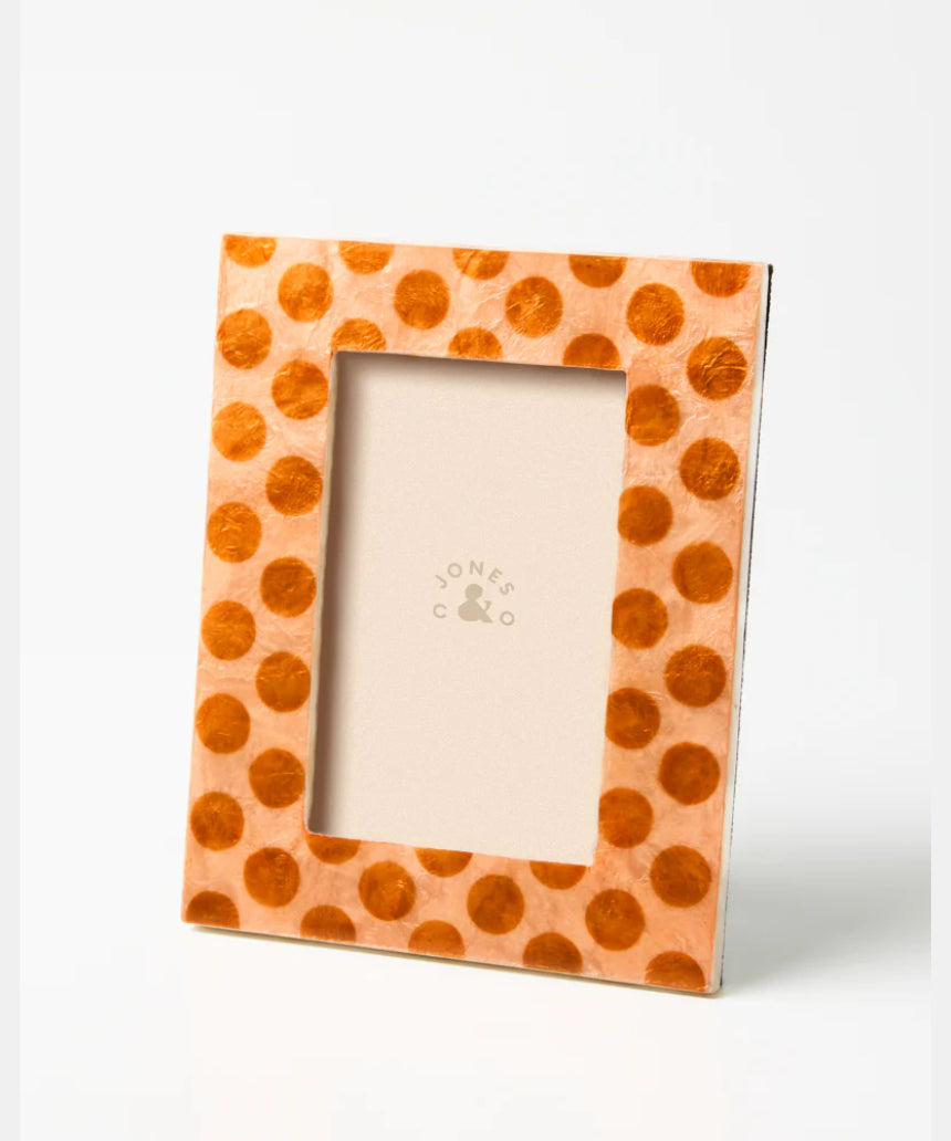 Jones & Co Paradis Spot photo frame with a decorative spotted border and a simple rectangular design.