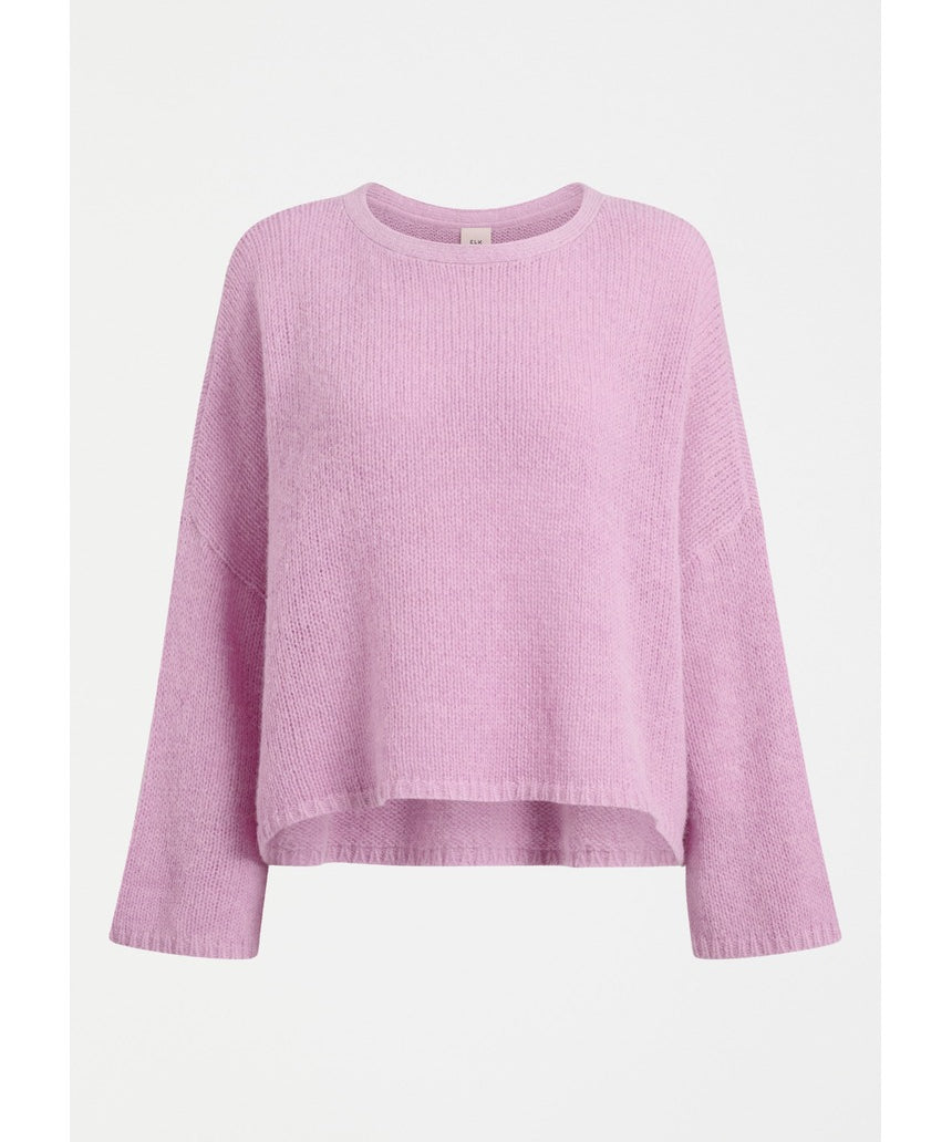 ELK The Label Agna Sweater in Violet Marle, a cozy knitwear piece with a textured pattern and relaxed fit.