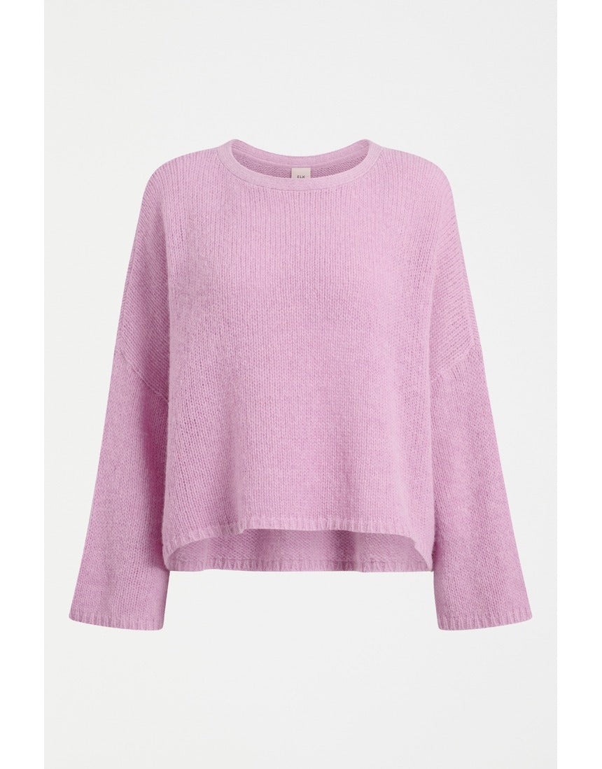 ELK The Label Agna Sweater in Violet Marle, a cozy knitwear piece with a textured pattern and relaxed fit.