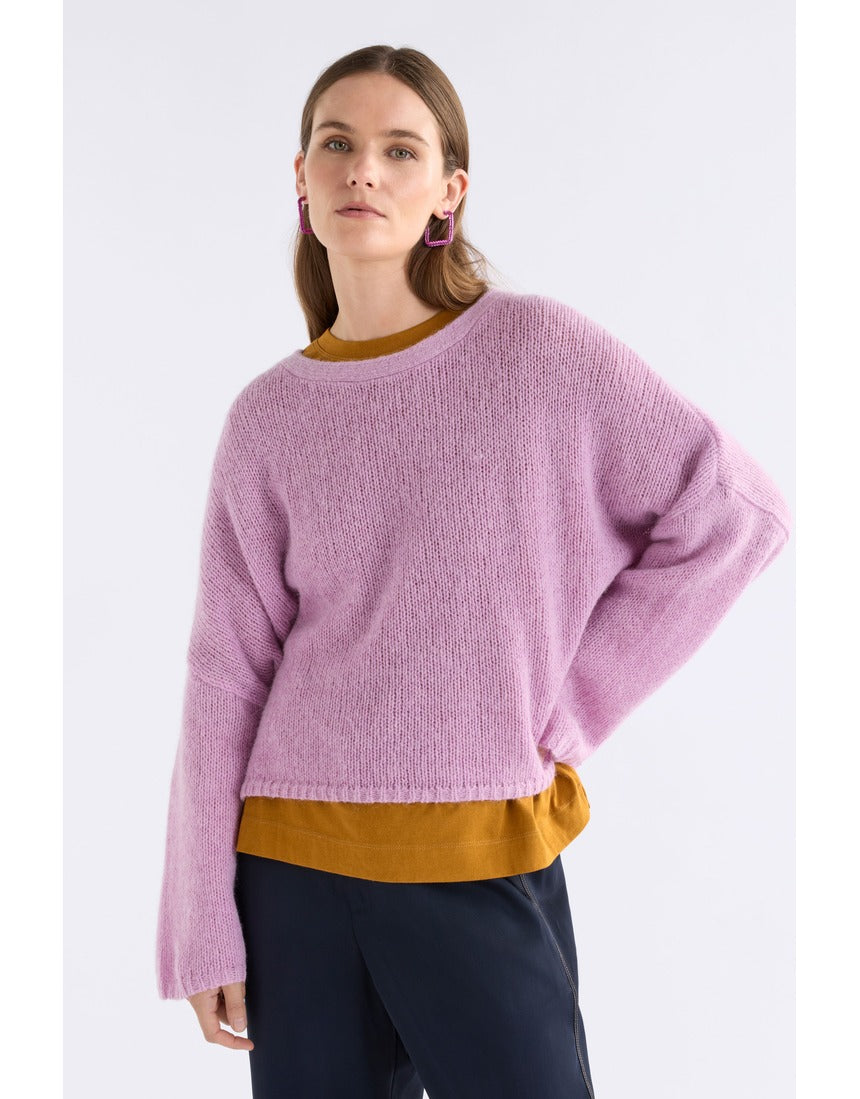ELK The Label Agna Sweater in Violet Marle, a cozy knitwear piece with a soft marled violet finish, displayed on a neutral background.