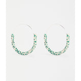 ELK The Label Aki Hoop Earring in green speckle with a textured, circular design on a white background.