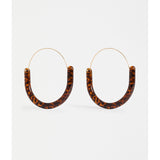 ELK The Label Aki hoop earring in tortoiseshell speckle with a round, stylish design, showcasing the textured finish and bold pattern.