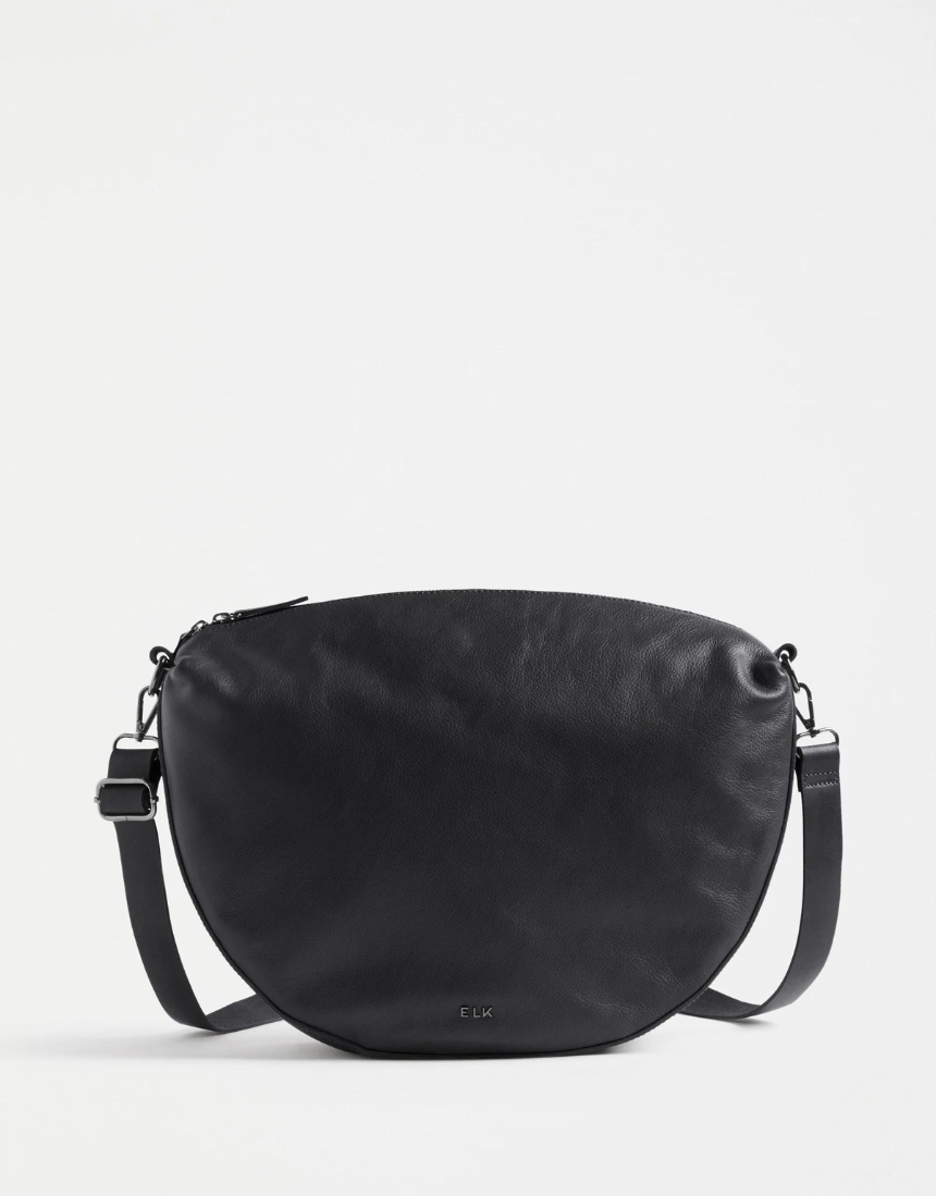 Black Elk Ilin Crossbody Bag with adjustable strap and sleek design, ideal for everyday use and stylish outings.