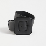 Black Elk Trin belt with adjustable buckle, featuring Elk branding, shown in size XS/S. Perfect for casual or stylish outfits.