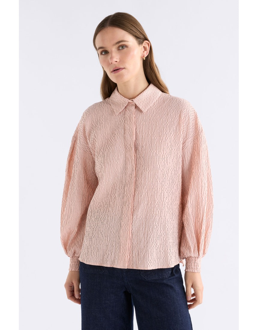 Pink ELK The Label Erden Shirt, a stylish women's top with a relaxed fit and soft fabric, perfect for casual wear.