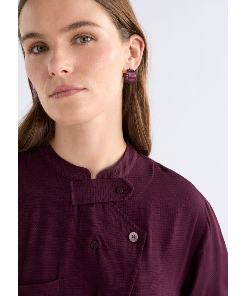 ELK Glynn Small Hoop Earring in Shiraz with a vibrant, glossy finish and gold-tone clasp on a white background.