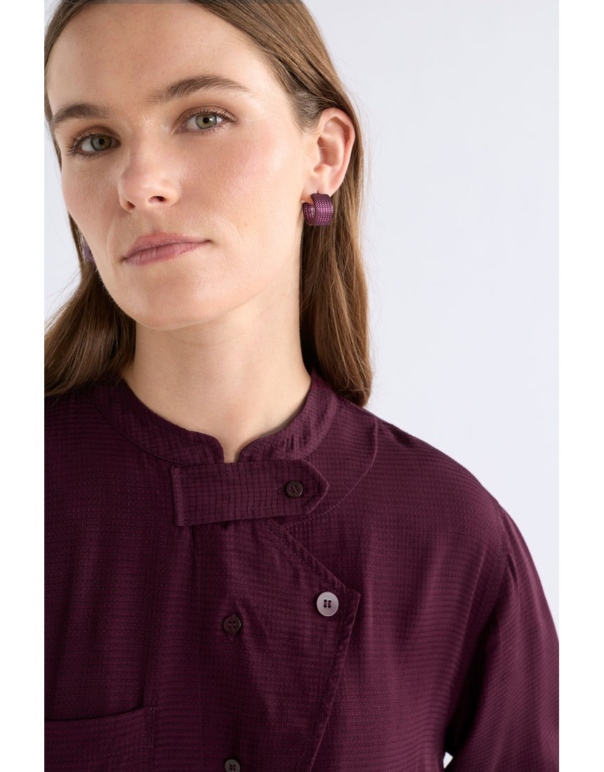 ELK Glynn Small Hoop Earring in Shiraz with a vibrant, glossy finish and gold-tone clasp on a white background.