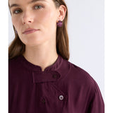 ELK Glynn Small Hoop Earring in Shiraz with a vibrant, glossy finish and gold-tone clasp on a white background.