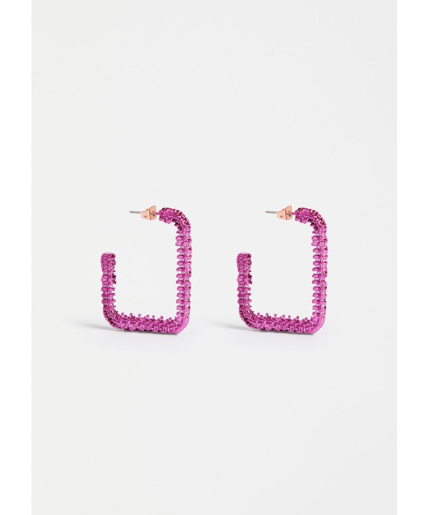 ELK The Label Hiva large hoop earrings in vibrant fuchsia, featuring bold circular design and smooth finish.