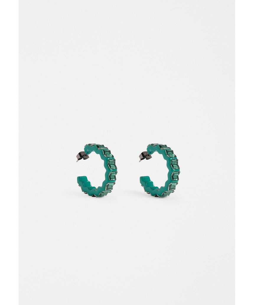 Teal ELK The Label Jolle Hoop Earring with a sleek, circular design and gold-tone accents on a white background.