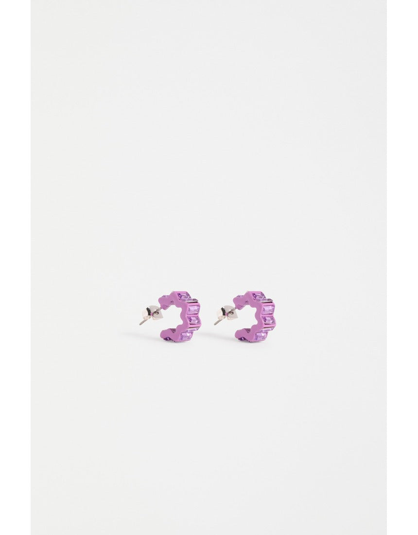 Violet Elk Jolle Mini Hoop Earring by ELK The Label, small gold hoop with violet hue, stylish and delicate jewelry accessory.