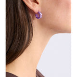 Violet Elk Jolle Mini Hoop Earring by ELK The Label, small gold hoop with vibrant violet enamel, shown on a white background.
