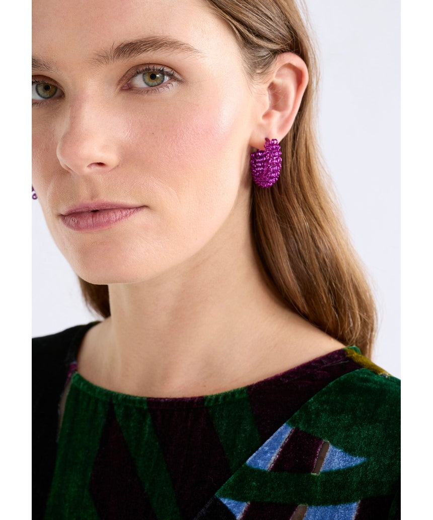 Dark teal Klippan hoop earrings by ELK The Label featuring sleek, minimalist design and lightweight metal construction.