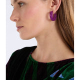 Dark teal ELK The Label Klippan hoop earrings with a sleek, rounded design, displayed on a plain background.