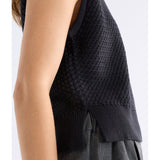 Black Elk Naya Knit Vest from ELK The Label featuring a cozy, textured knitwear design perfect for layered winter style.