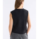 Black Elk Naya Knit Vest from ELK The Label, featuring a cozy knitwear design with a fitted silhouette.