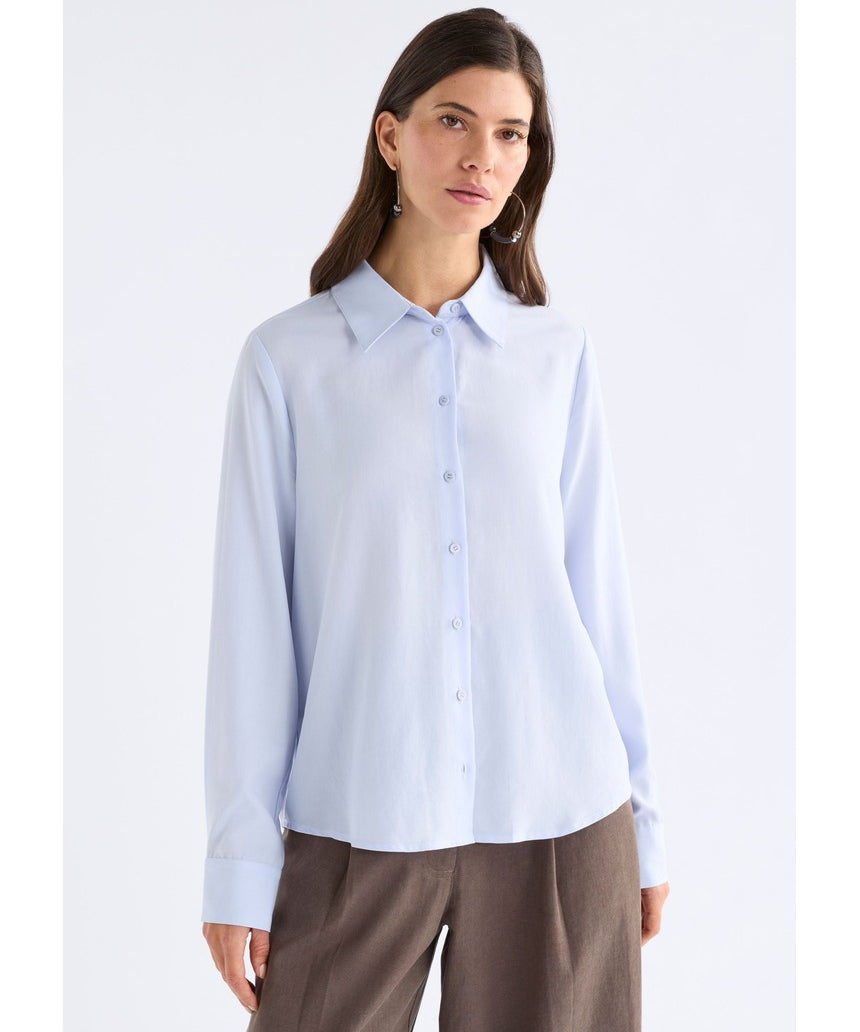 Pale blue Tettu shirt by ELK The Label featuring a relaxed fit and soft fabric, perfect for casual wear.