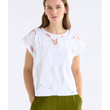 White Elk Varr Burnout Top from ELK The Label, featuring lightweight, semi-sheer fabric and relaxed fit.