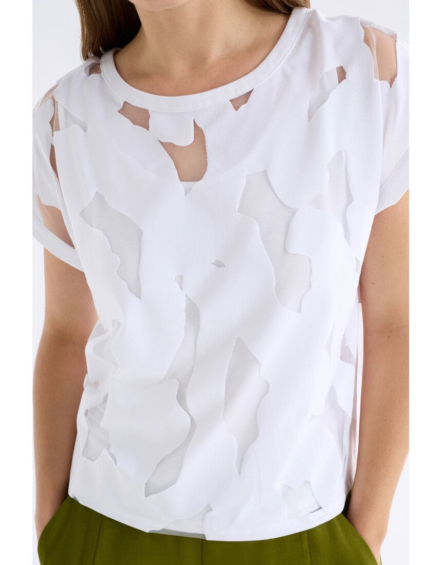 White Elk Varr Burnout Top from ELK The Label, featuring lightweight, textured fabric with a relaxed fit and stylish design.