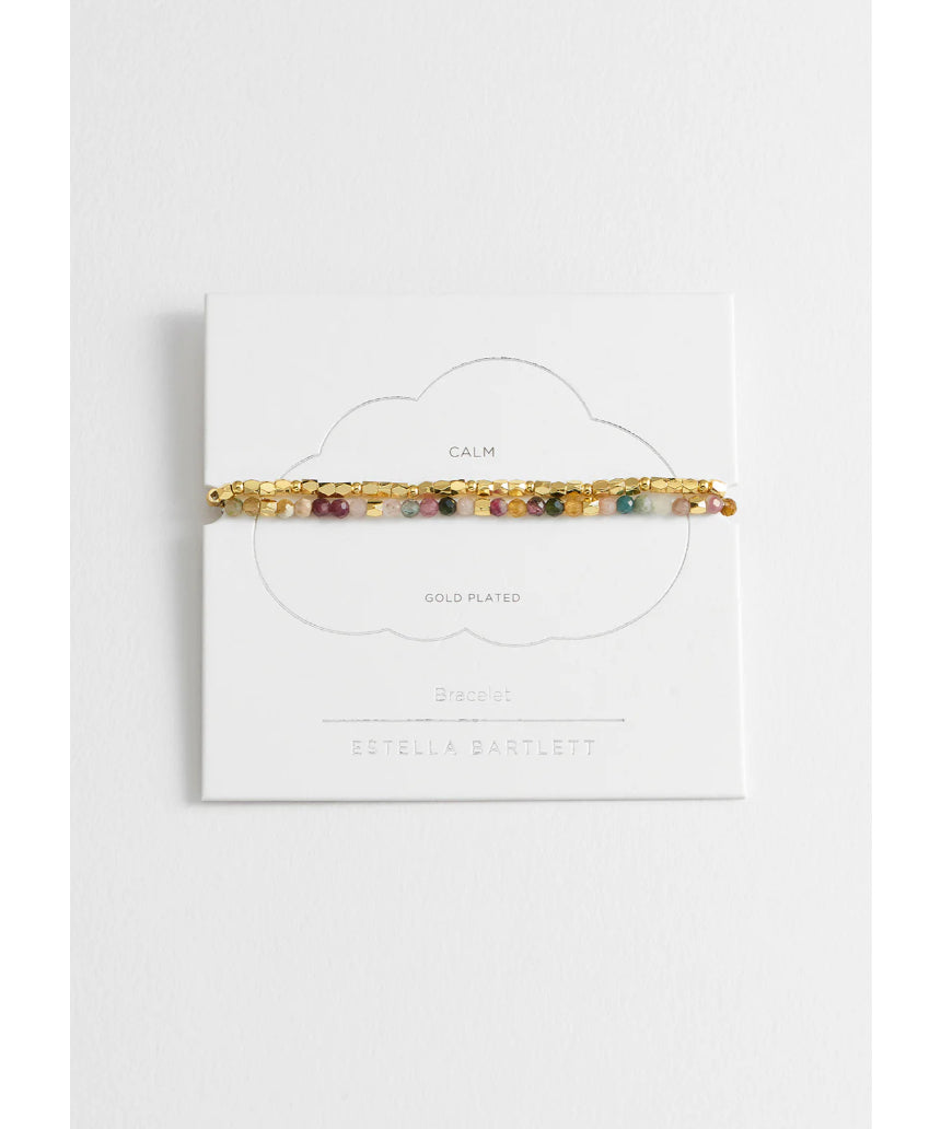 Estella Bartlett Coco & Tourmaline bracelet featuring colorful gemstone beads and a delicate silver chain.