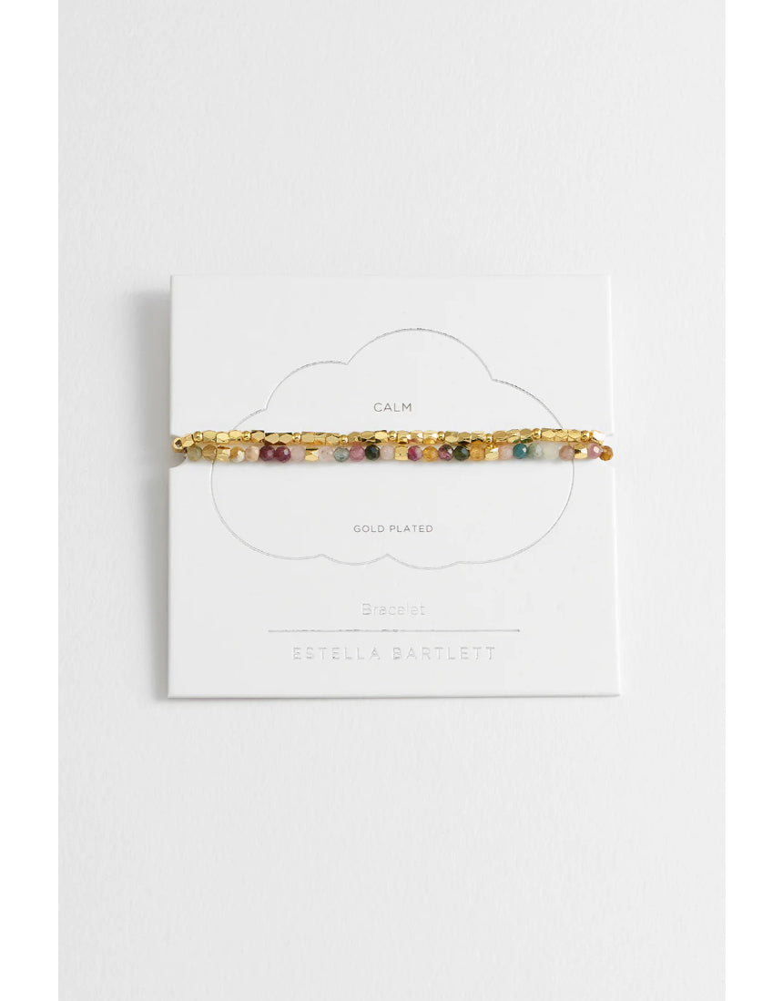Estella Bartlett Coco & Tourmaline bracelet featuring colorful gemstone beads and a delicate silver chain.