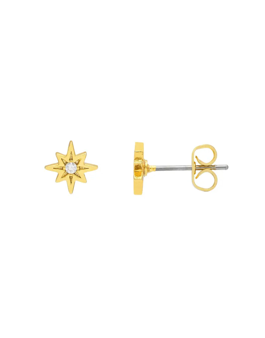 Estella Bartlett North Star stud earrings featuring small, silver star-shaped design with a shiny finish.