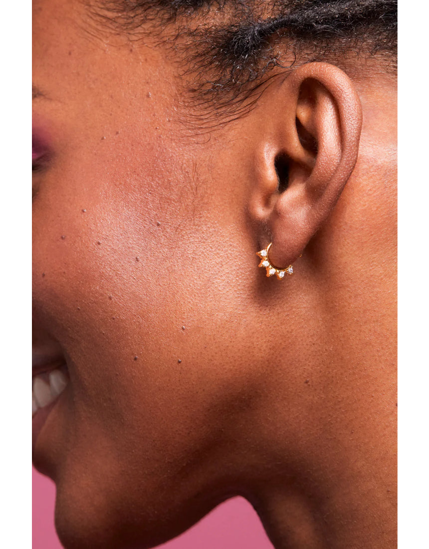 Estella Bartlett CZ Spike Hoop Earring with sparkling cubic zirconia and sleek metal hoop design.