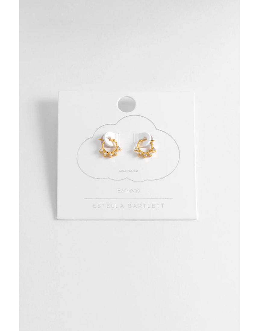 Estella Bartlett CZ spike hoop earring featuring a sleek silver hoop with sparkling cubic zirconia accents.