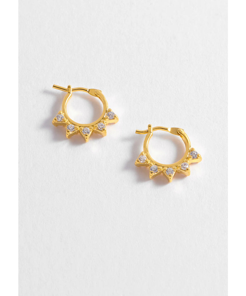 Estella Bartlett CZ spike hoop earring with sparkling cubic zirconia stones and a sleek gold finish.