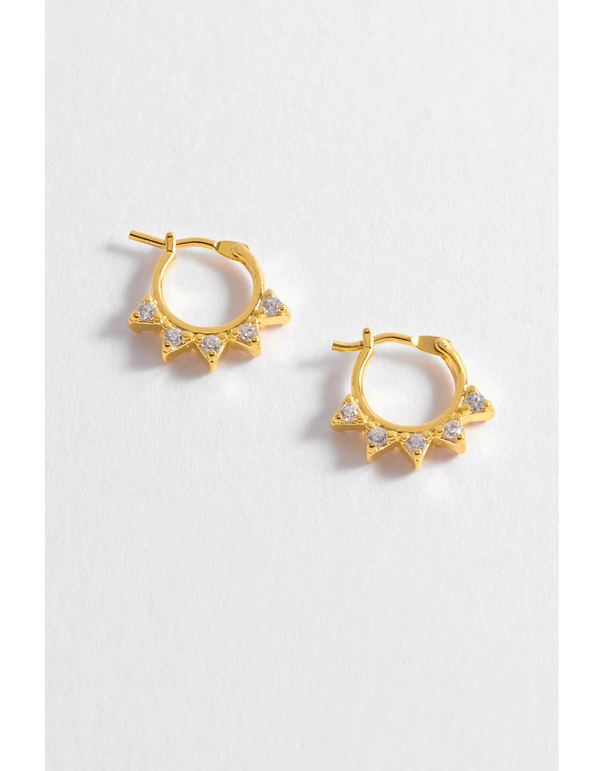 Estella Bartlett CZ spike hoop earring with sparkling cubic zirconia stones and a sleek gold finish.