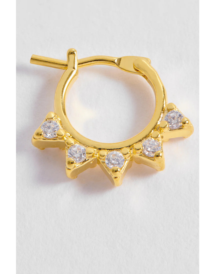 Estella Bartlett CZ Spike Hoop Earring with sleek silver finish and sparkling cubic zirconia accents.
