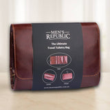 Men's Republic travel toiletry bag with hanger, compact cosmetic and toiletry organizer for men, in black with multiple compartments.